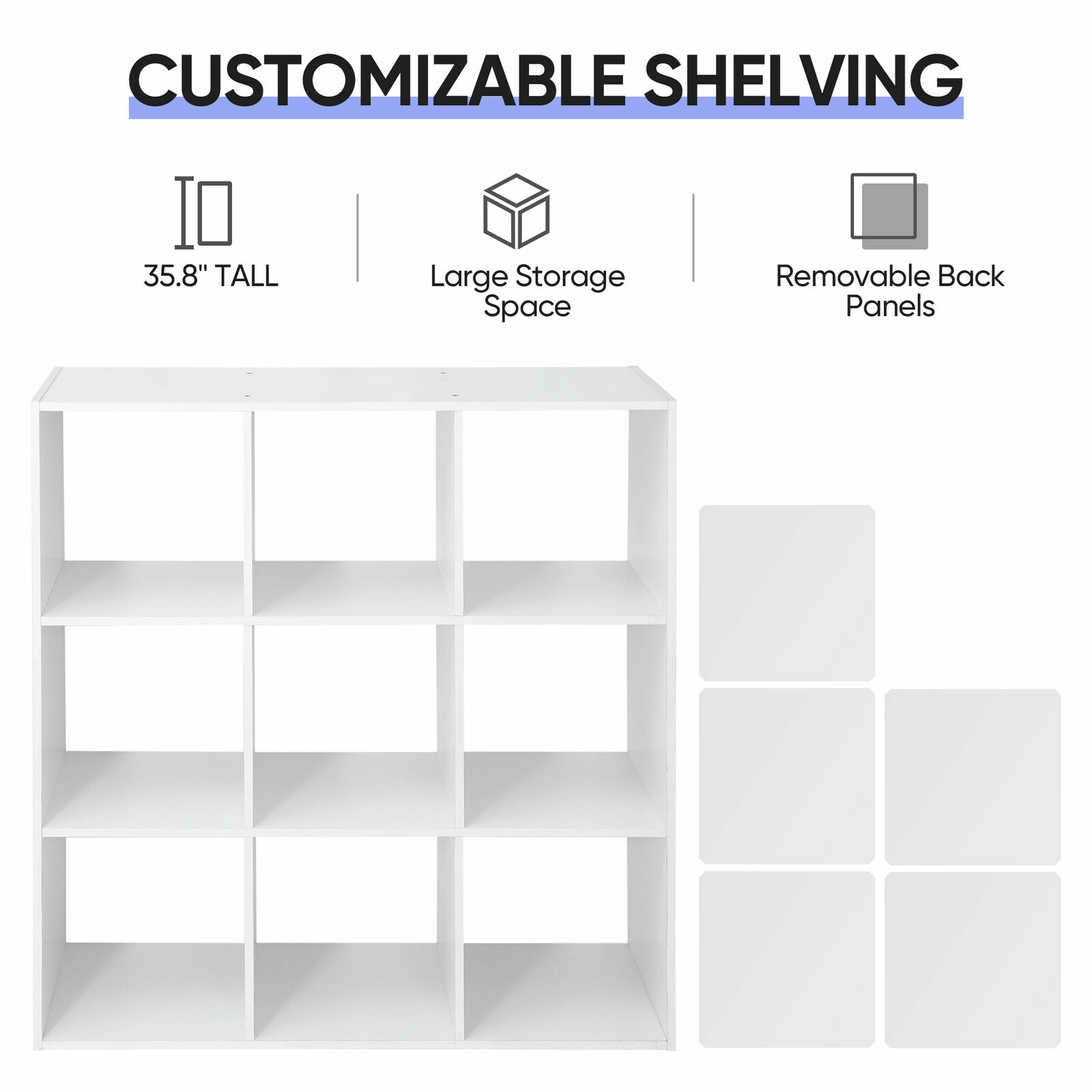 9-Cube Closet Organizer Storage Organizer Bookcase Shelving Room Office White