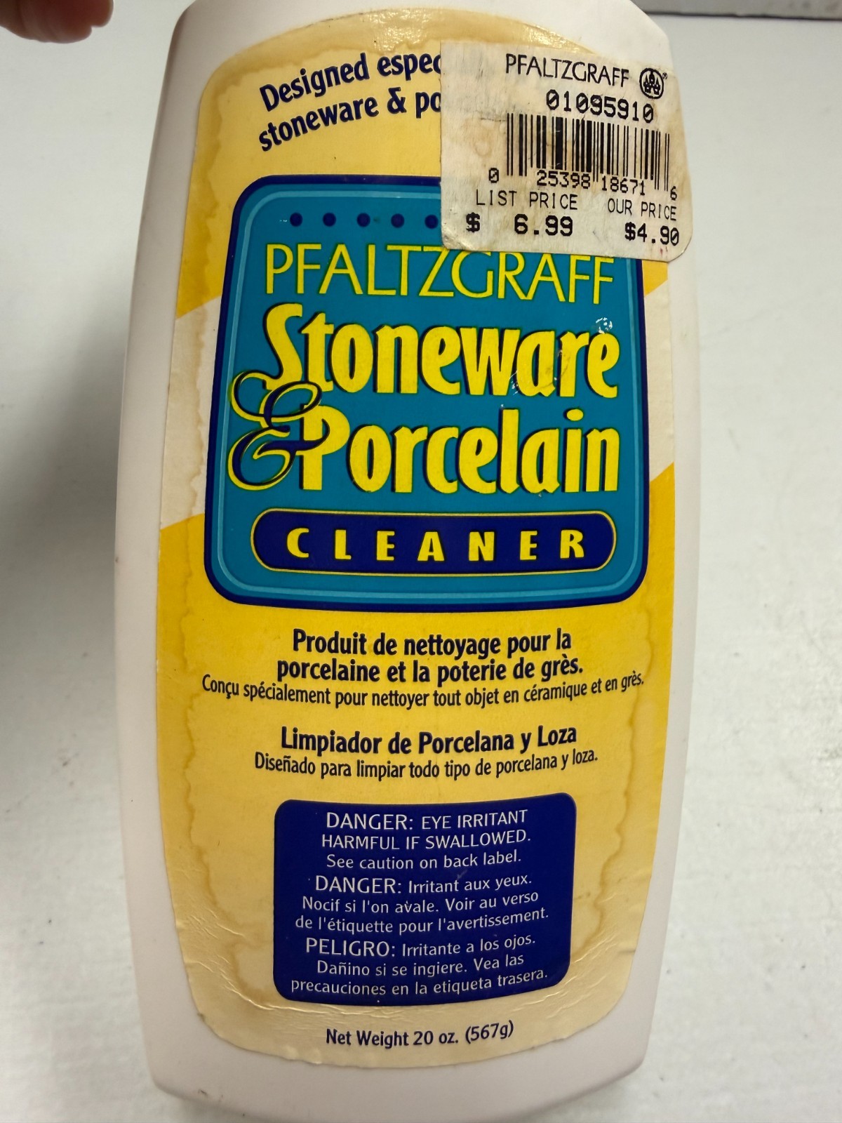 Pfaltzgraff Stoneware and Porcelain Cleaner 20 oz Unsealed Mostly Full