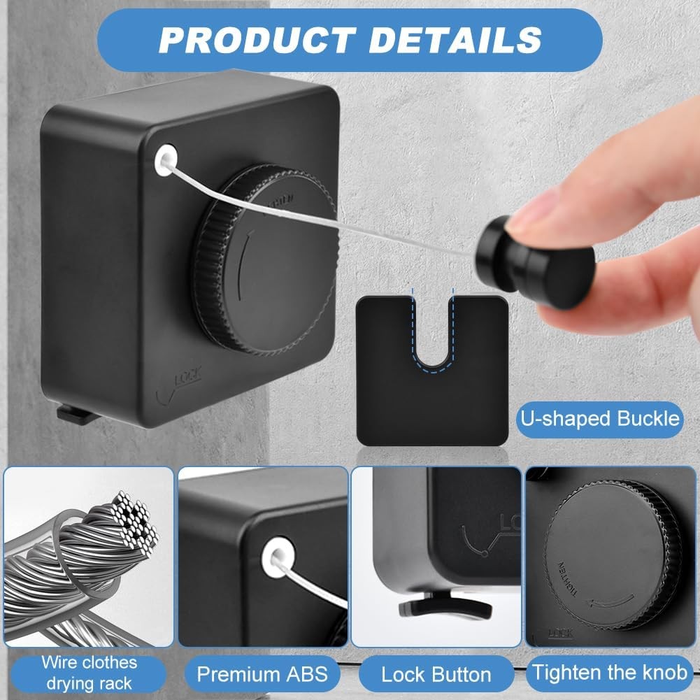 Retractable Clothesline Heavy Duty, Non-Sagging Indoor/Outdoor Clothes Line Retr