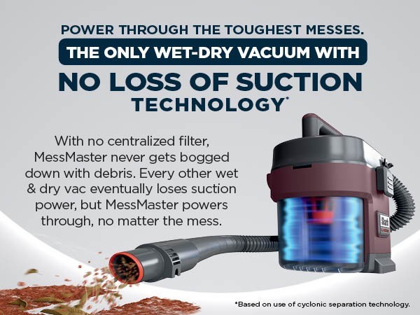 Shark Messmaster Portable Wet Dry Vacuum, 1 Gallon Capacity, True Grip Accessory