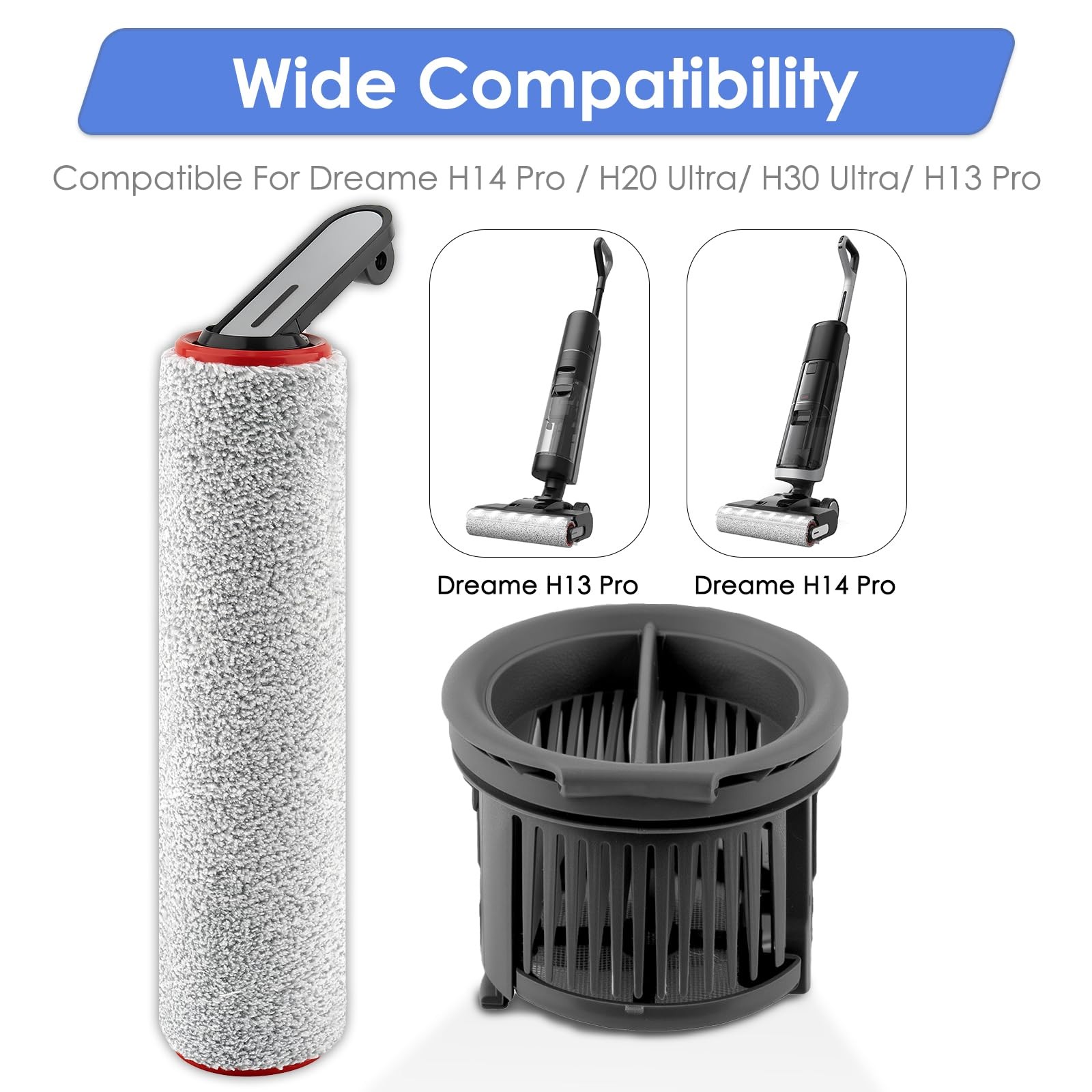 (2 Pack) H14 Pro Replacement Roller Brushes and HEPA Filters Compatible with …