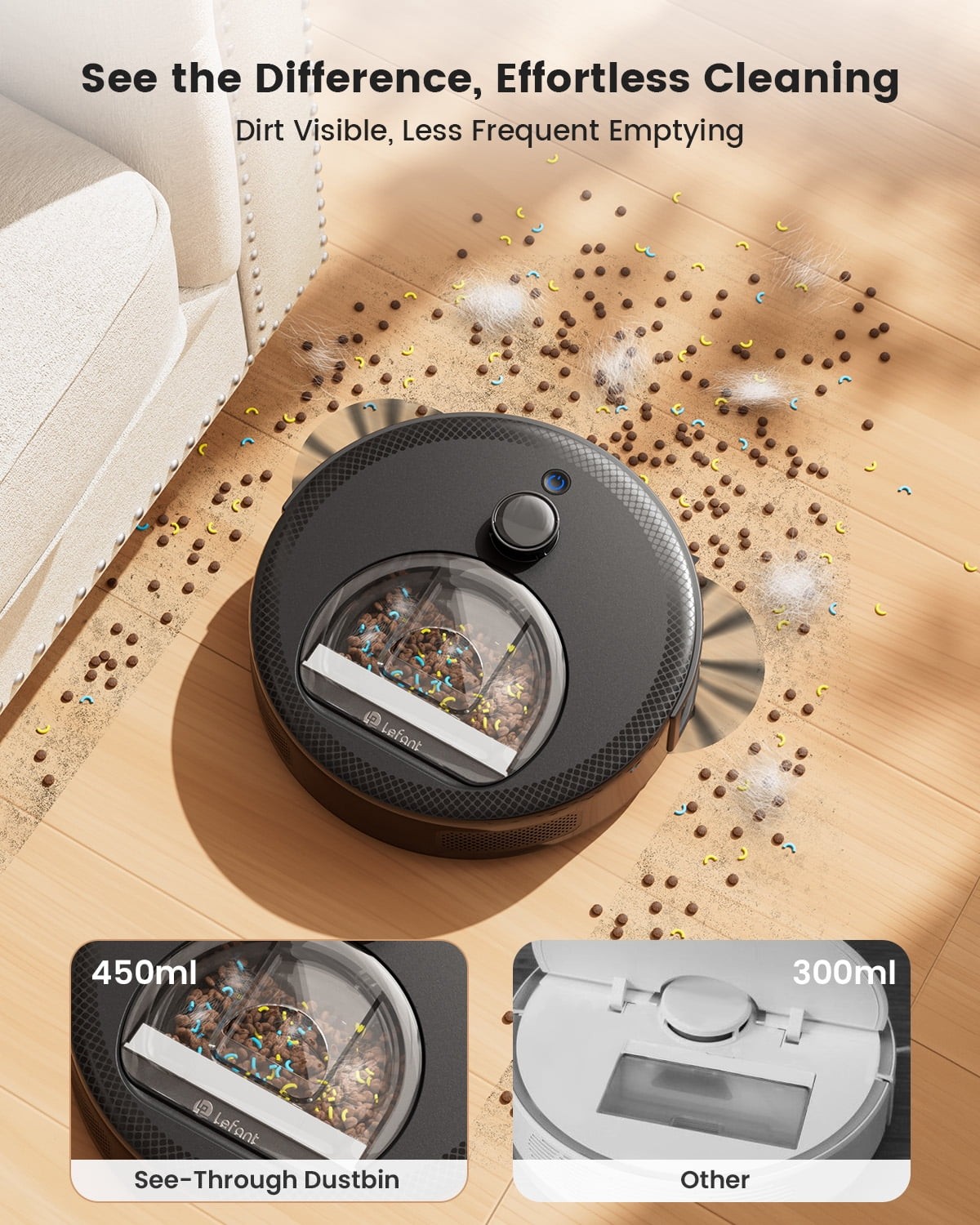M330 Robot Vacuum & Mop with LiDAR Navigation, Obstacle Avoidance, 450ml Bin