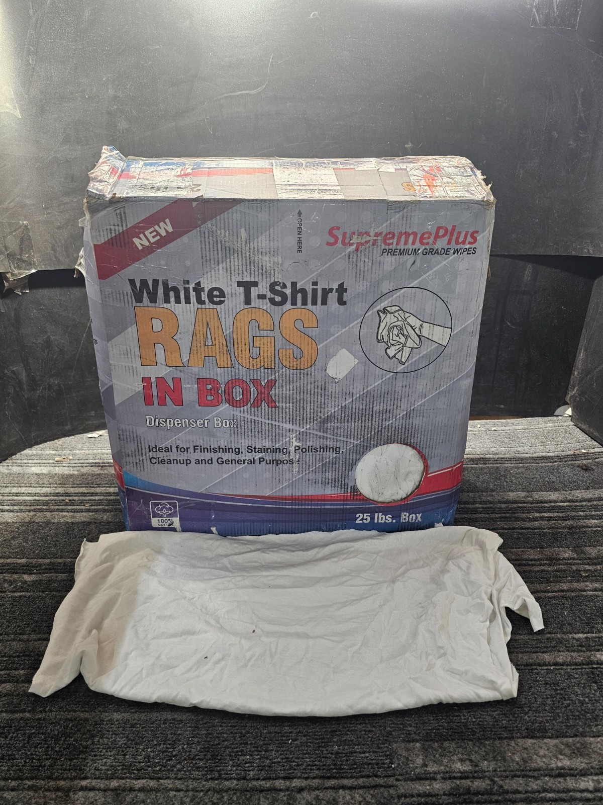 SupremePlus Premium White T-Shirt Cleaning Rags 25 lbs. White Cotton NR1125CBX