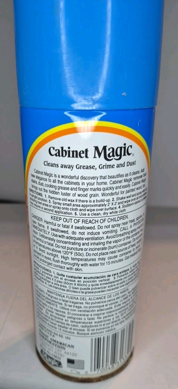 Vintage Original Cabinet Magic Cleaner 13 oz Aerosol Spray Can, 80% Full