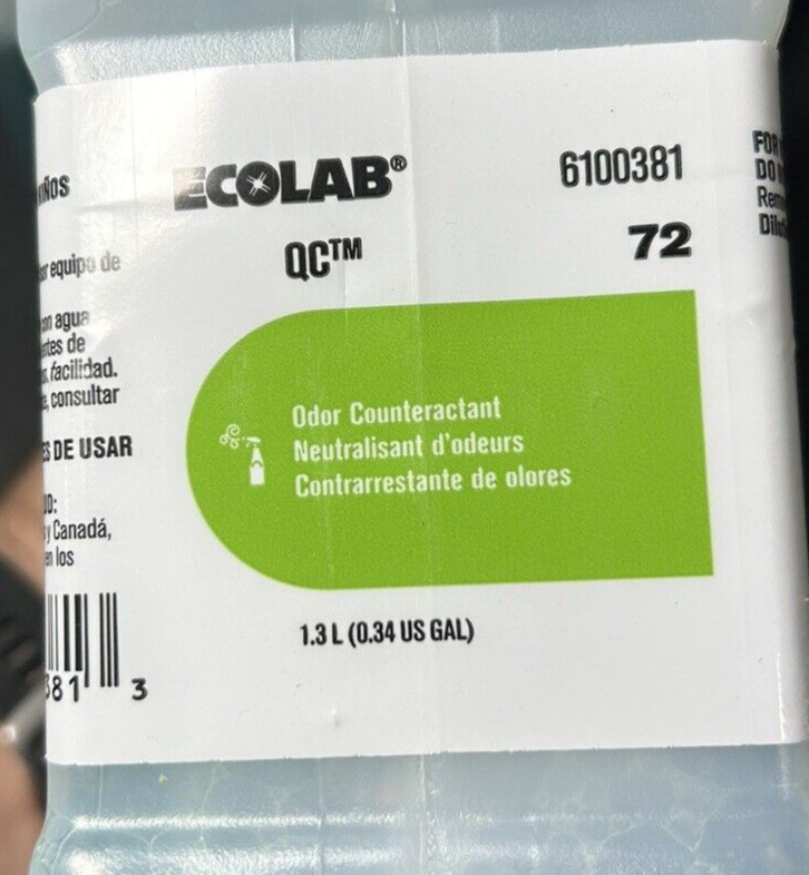 (2) Ecolab QC 72 Odor Counteractant 1.3 L(0.34 gallon) 6100681 Container