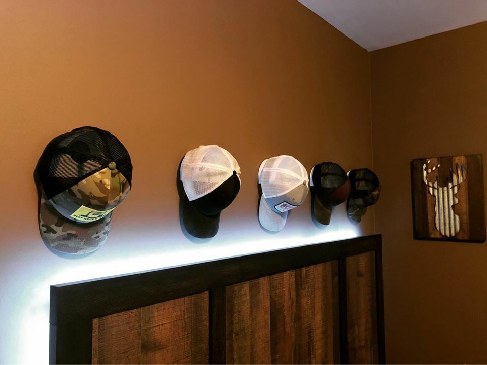 Hidden Hat Hangers -10 Pack – Black Barnwood – Holder Rack Hook Wall Display