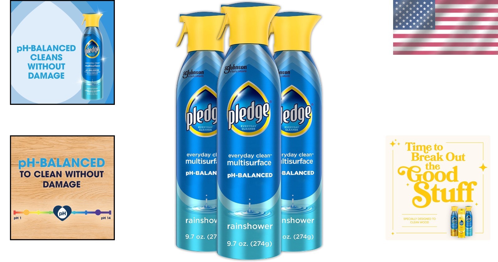 pH-Balanced Multisurface Spray 9.7oz – Pack of 3 with Rainshower Freshness