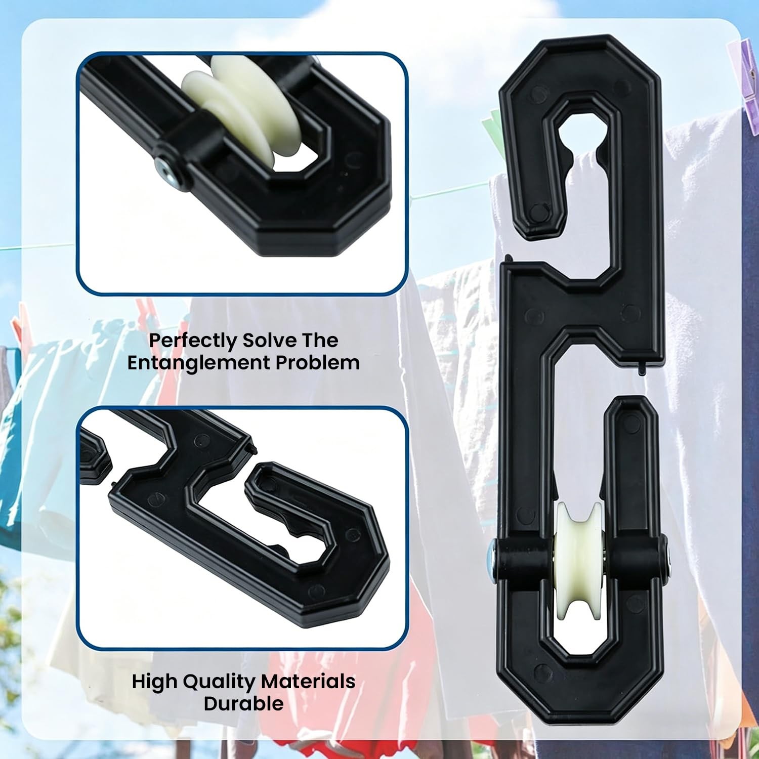 2 Pack Clothesline Spreader, Plastic Aluminum Clothesline Separator Pulley Ki…