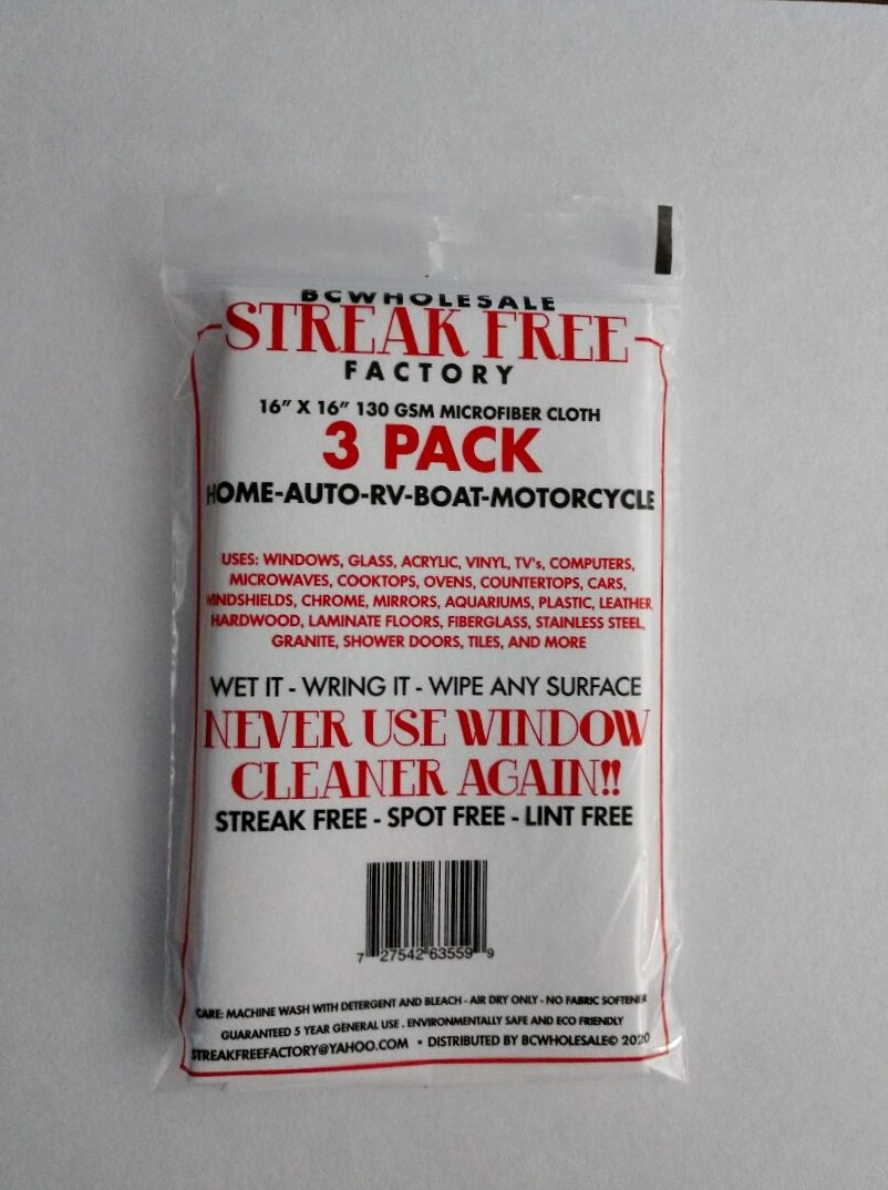 Bcwholesale Streak Free Factory Microfiber Cloth “As Seen On TV” 3 Pack