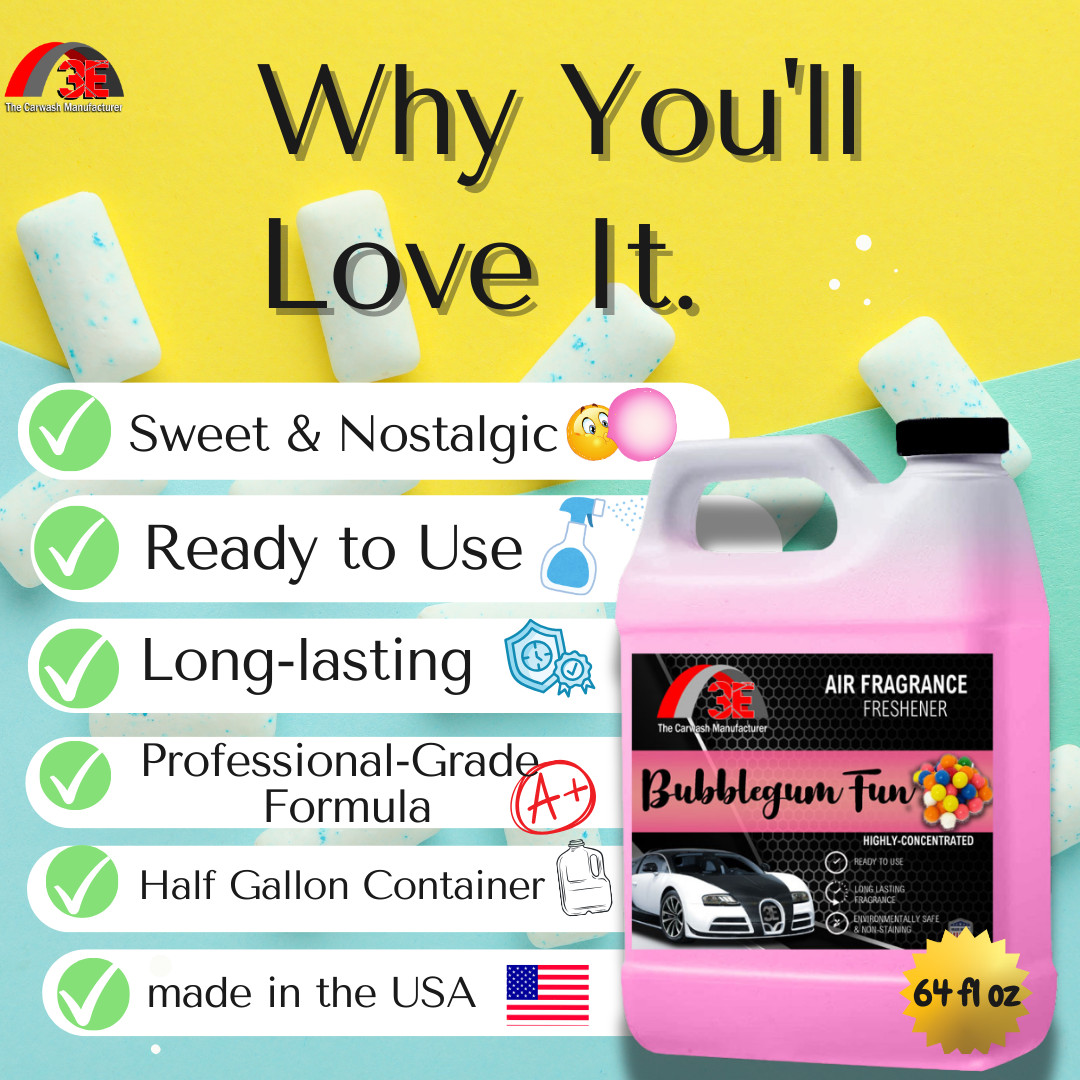 3E Bubble gum Fun 64 fl oz Air Freshener Odor Eliminator, Half Gal FREE SHIPPING