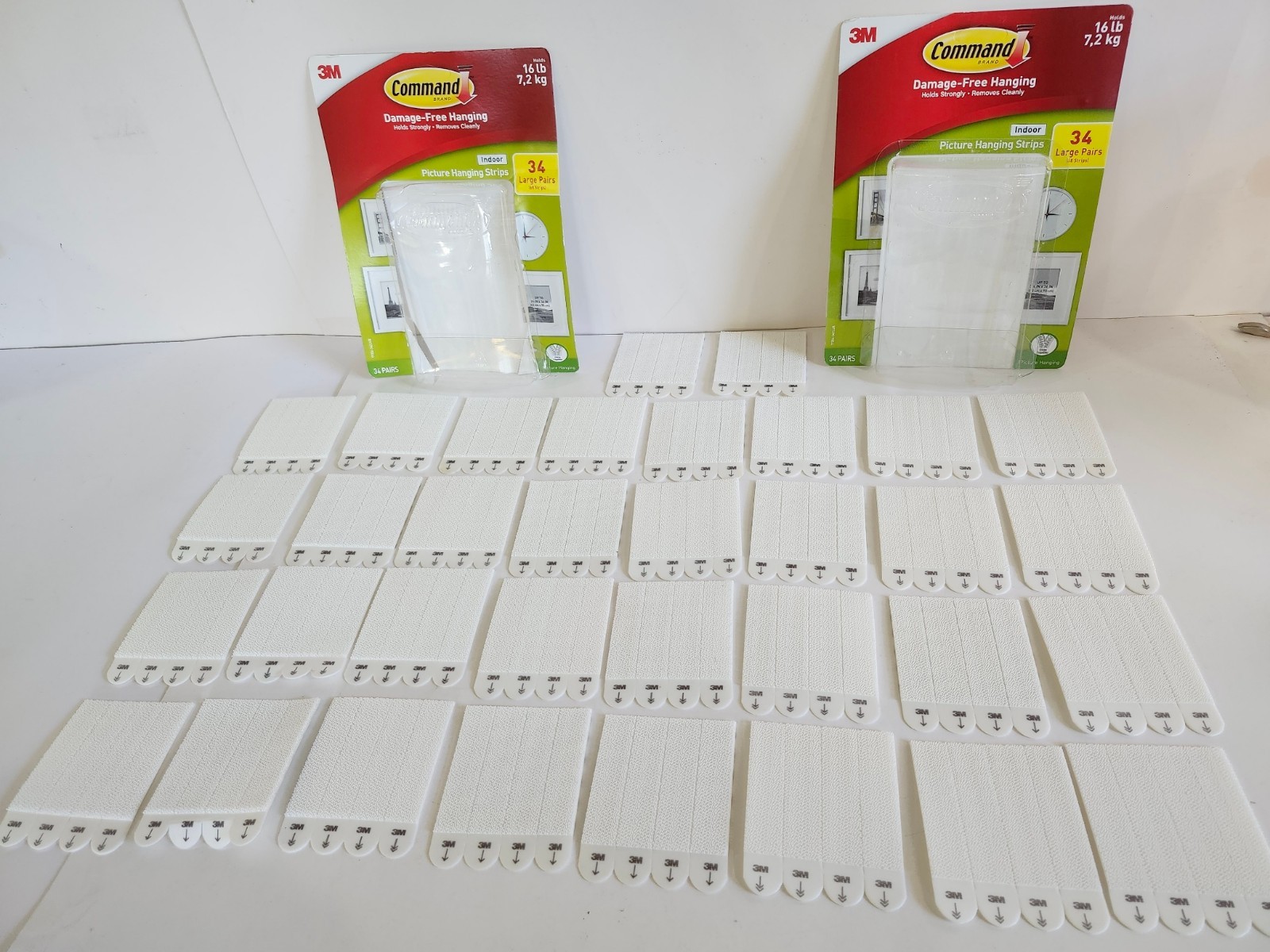 16lb Large 3M Command Picture Hanging Strips 68 Pairs (136 Strips) Damage-Free