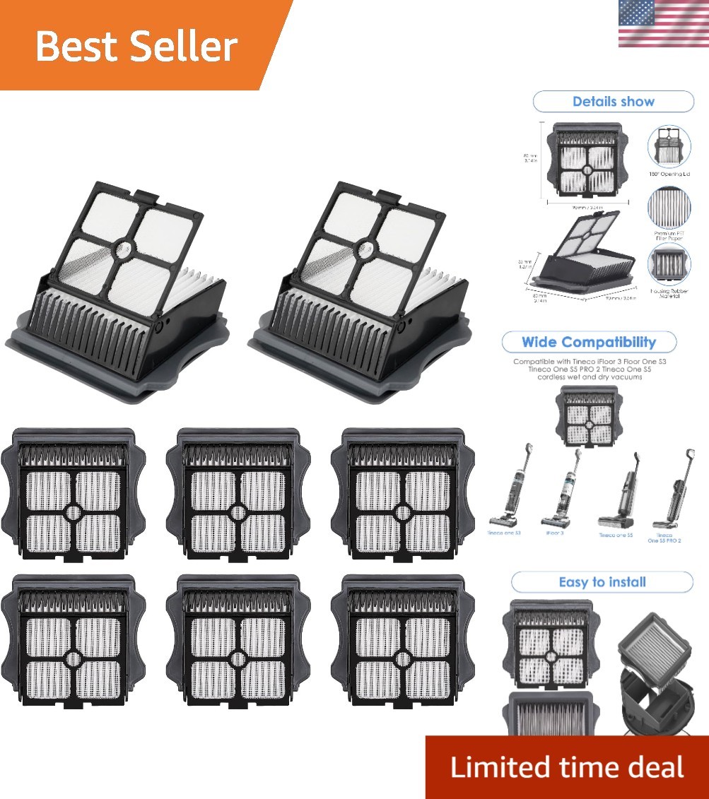 8x HEPA Filter Replacement for Tineco iFloor 3/Floor One S3/S5 Pro – Easy Ins…