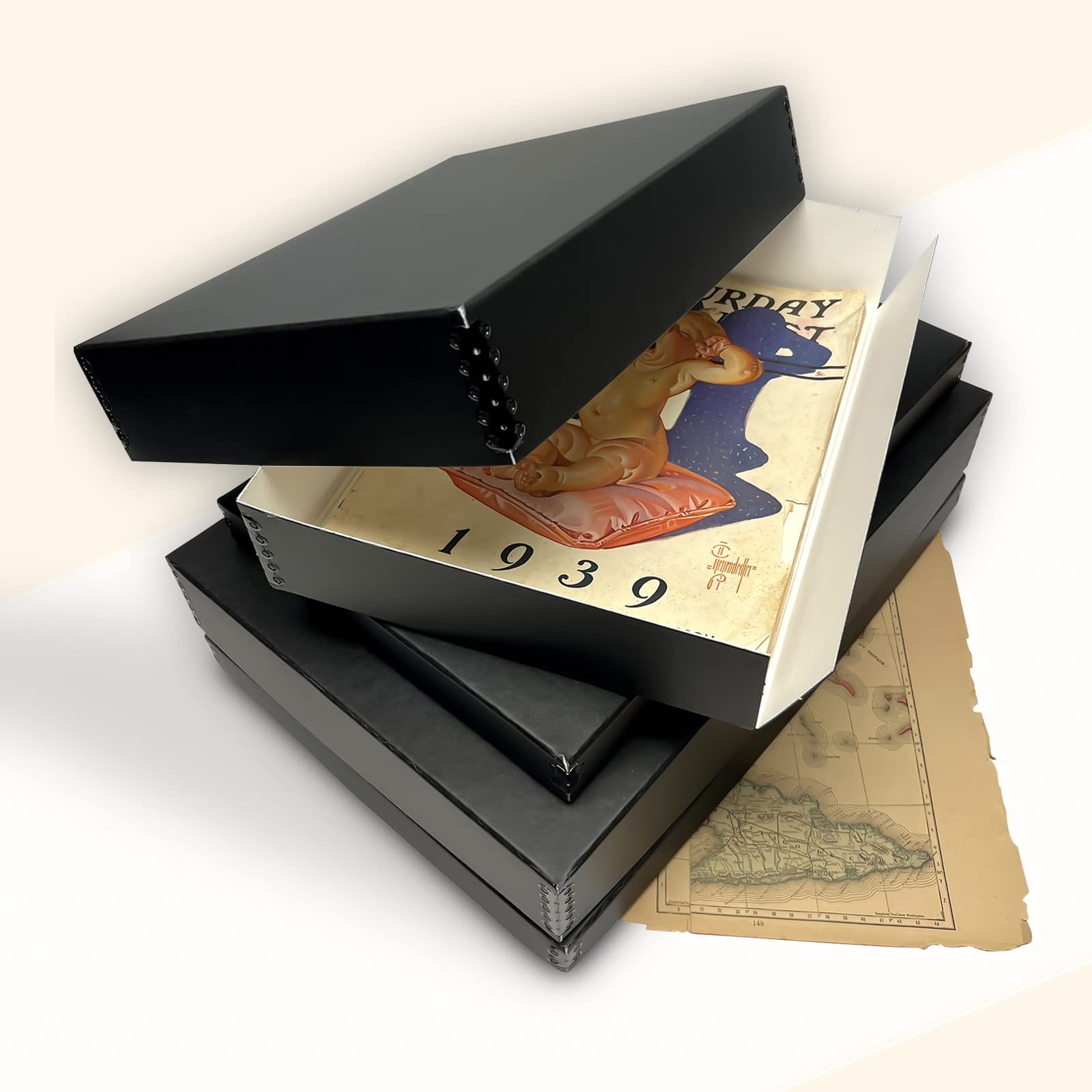14×18 Black Archival Storage Box Acid-Free Museum Archive Photo Document