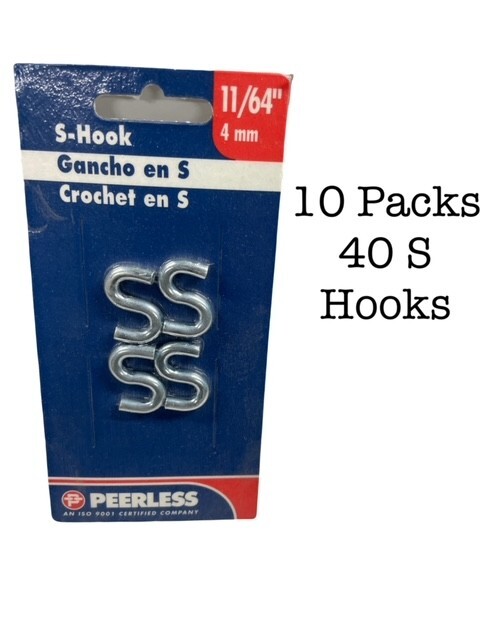 S HOOKS (40 PACK) 11/64″ 4MM. 10-4 PACKS (40 Total Hooks)