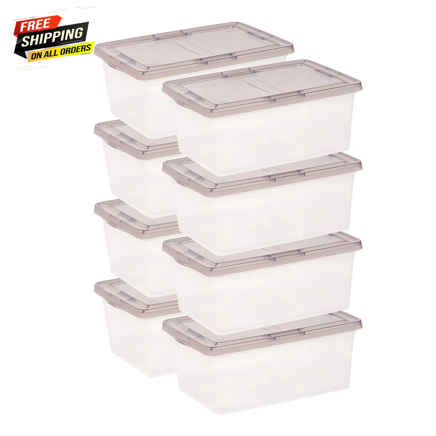 IRIS 17 Qt. Plastic Storage Bins with Lids, Stackable Storage Containers, 8 Pack