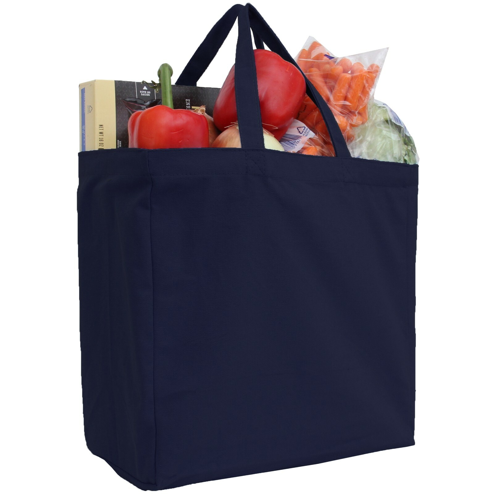 Large Cotton Canvas Shopping Grocery Tote Bags – Reusable-10oz Fabric 14x14x7.5″
