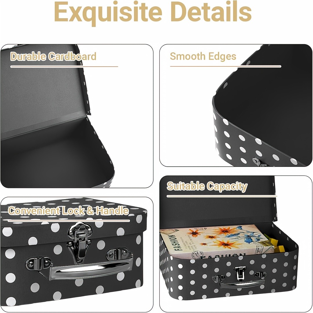3/6 Pack Vintage Floral Dot Storage Boxes with Lids Handles