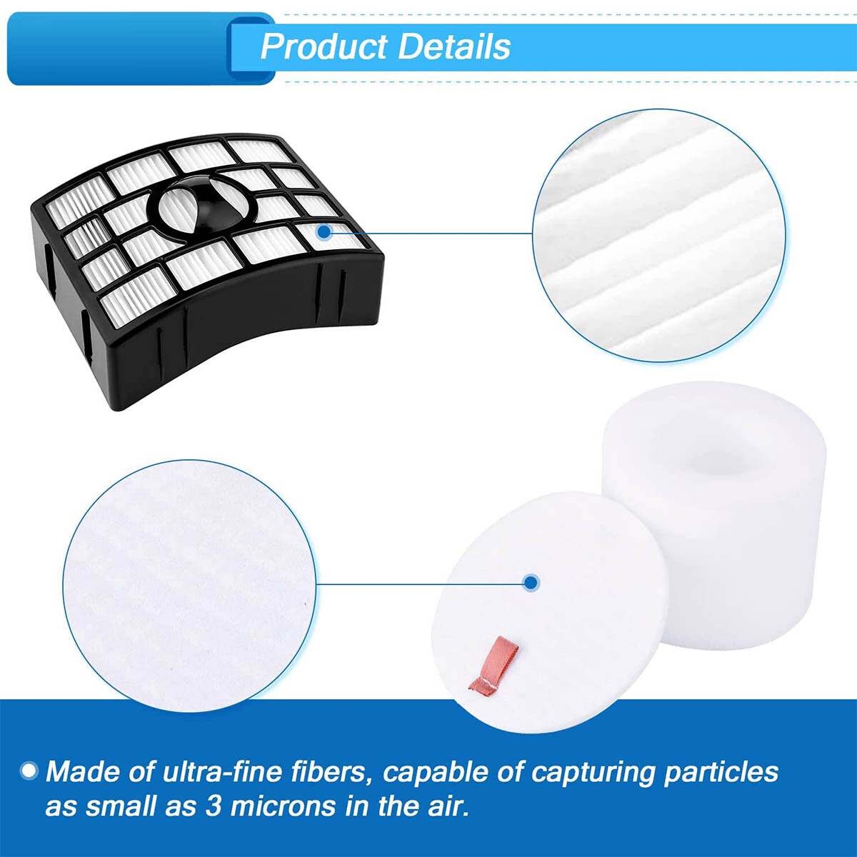 HEPA Foam and Felt Filter for Shark Rotator Powered Lift Away NV765 NV830 NV831