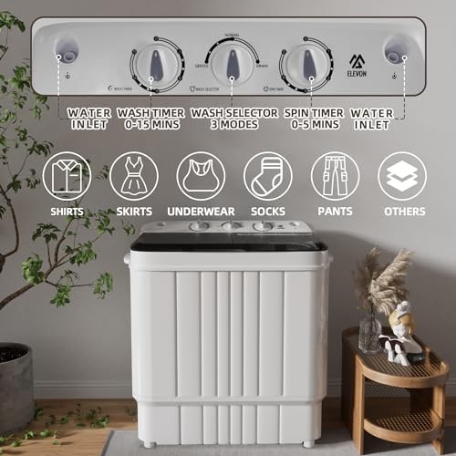 Elevon 11lb 6.6lb Portable Twin Tub Washing Machine