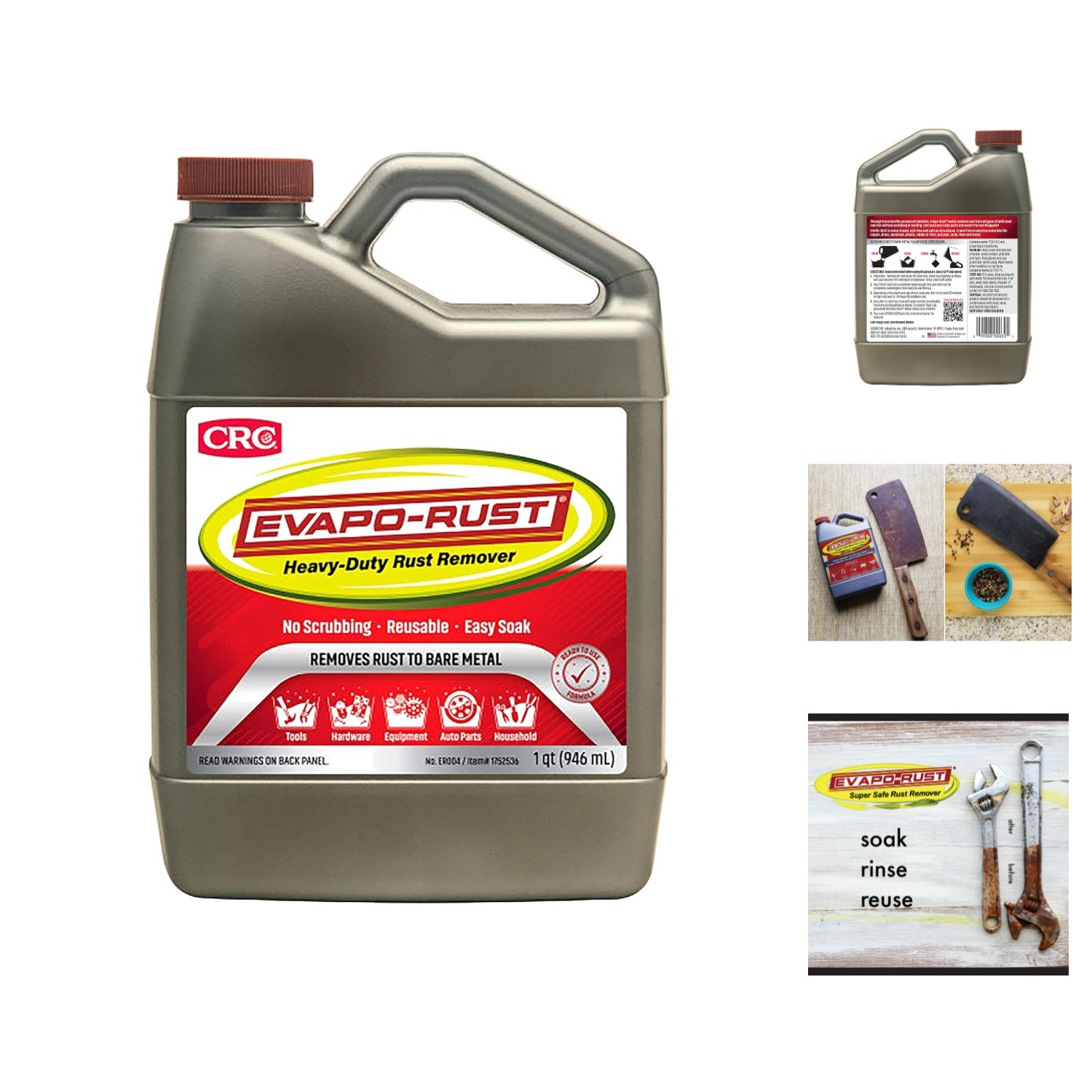 CRC Evapo-Rust, Heavy-Duty Rust Remover, Reusable, Acid-Free, Non-Corrosive, Wat