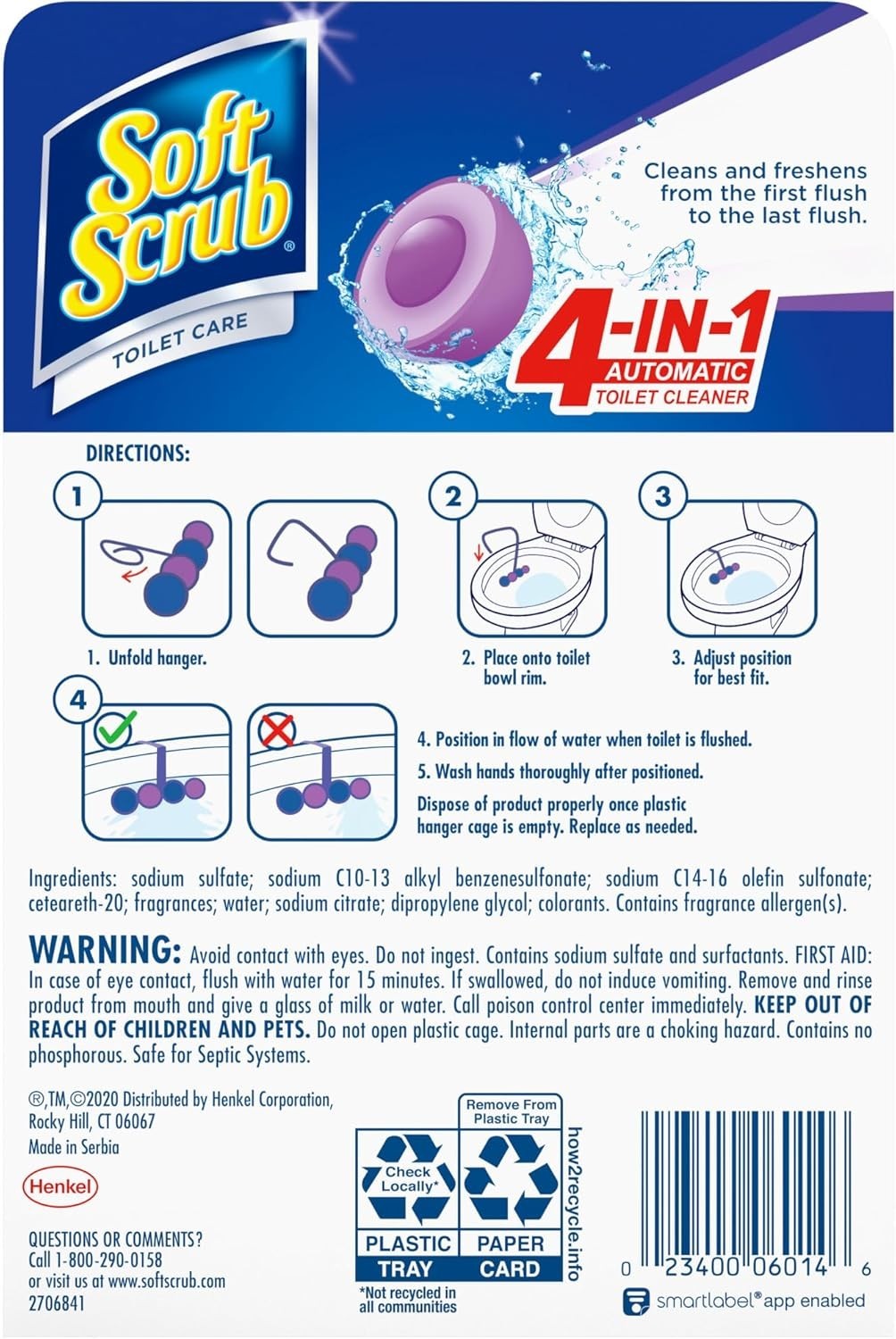 4-in-1 Rim Hanger Toilet Bowl Cleaner, Lavender, 1 Count or 2 Count