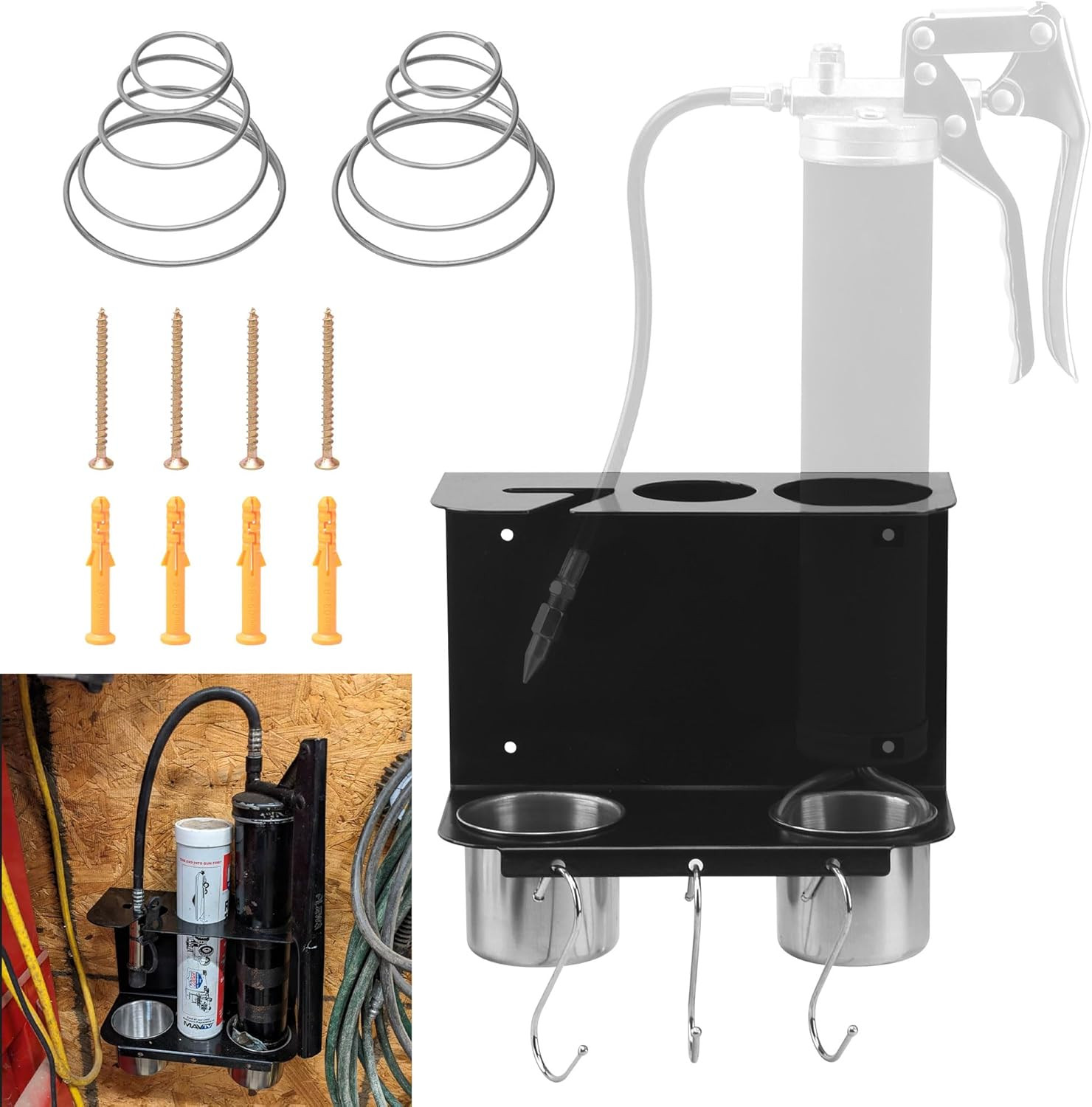 Grease Gun Holder Holder Wall Mount with drip
