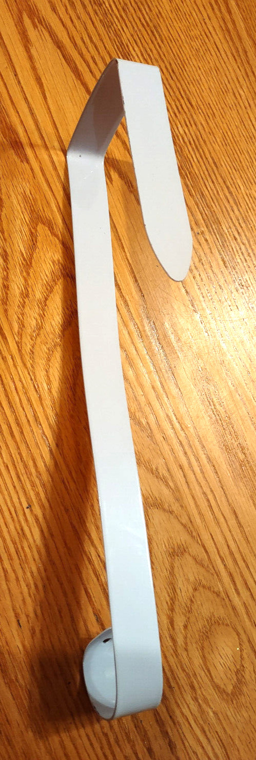 Metal Over the Door Wreath Hanger White 9.5 in Long Up to 2.25 in Door Width