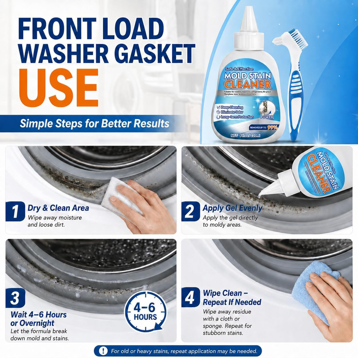 Household Stain Cleaner Washing Machine Cleaner for Washer Seal | Reaches Crevic