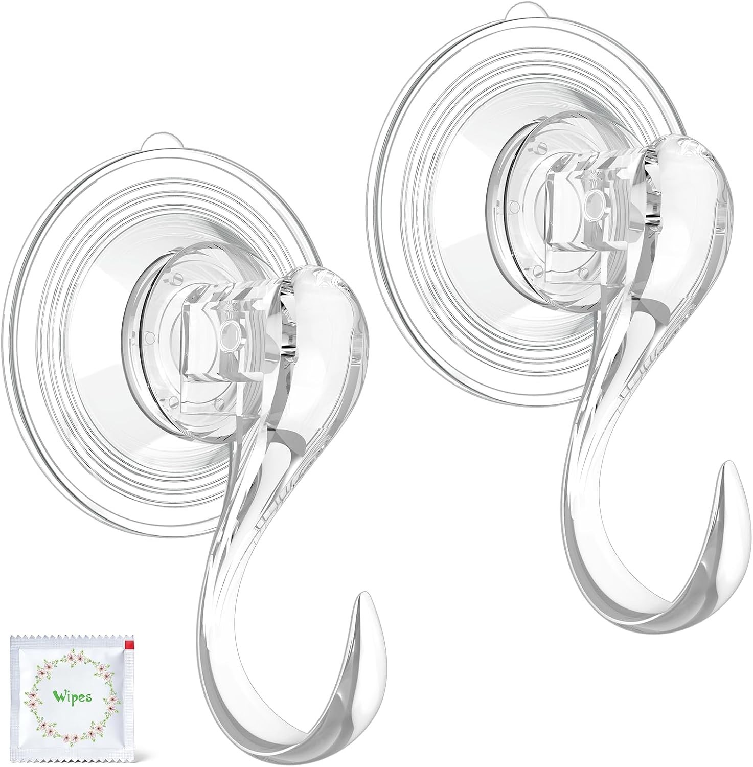 Minimalist Clear Suction Hooks with Locking Technology – 6.6 lb Capacity, 2 Pcs