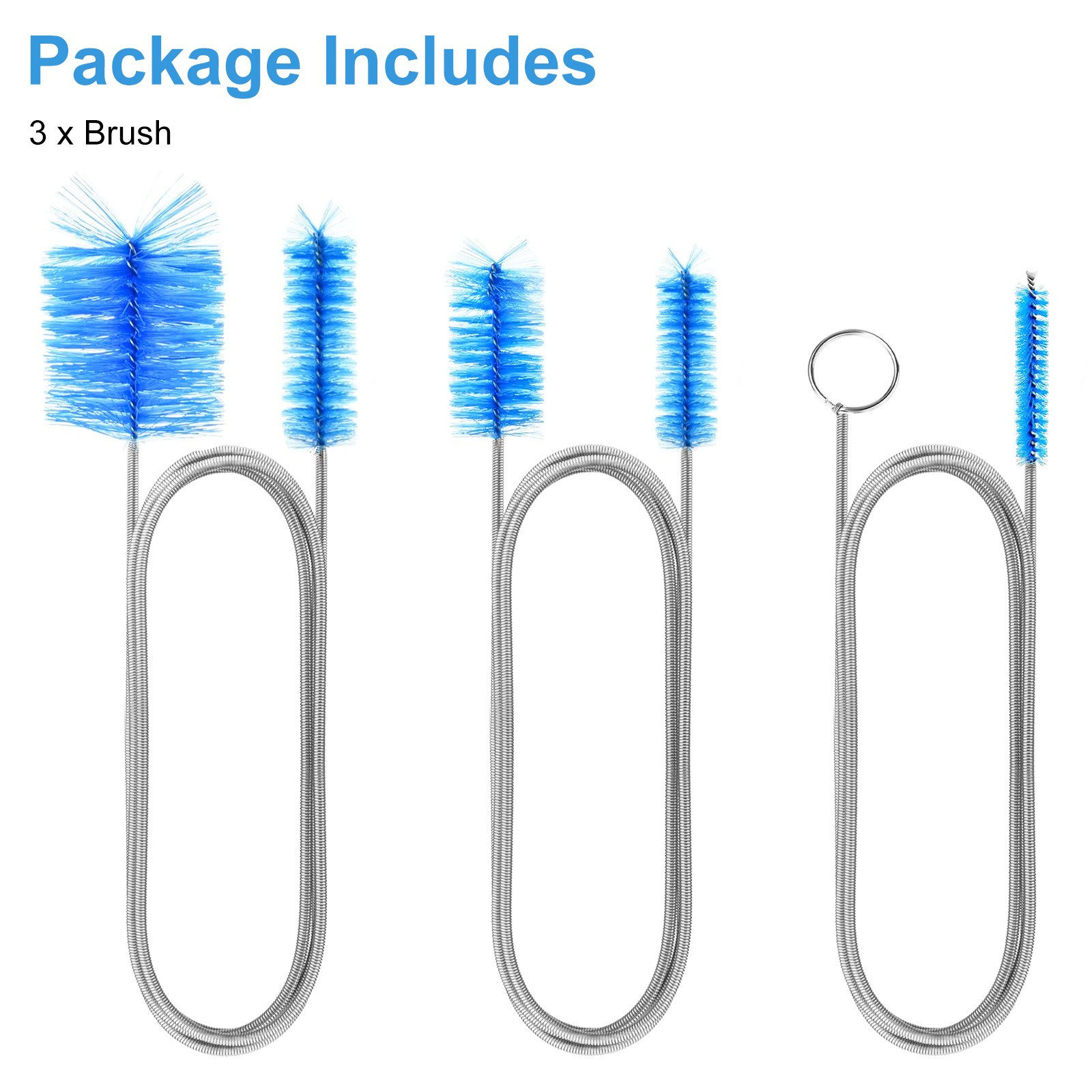 3 PCS Double Ended Drain Cleaning Brush Set Flexible Pipe Clog Remover Tool US