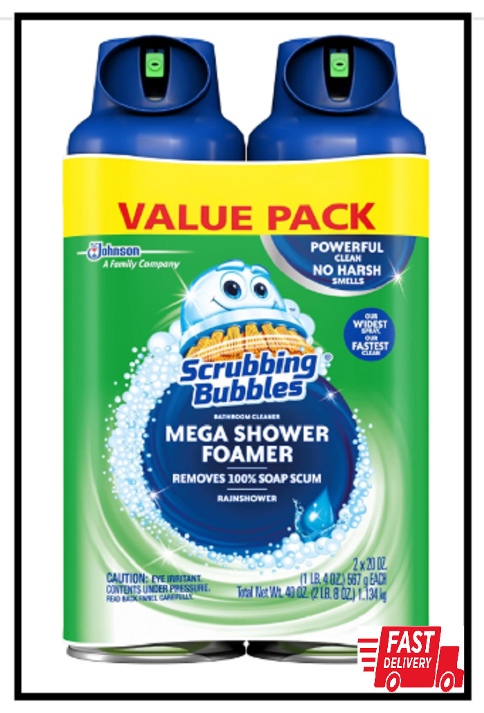 Scrubbing Bubbles Mega Shower Foamer Aerosol, Tough Foaming Bathroom (Pack of 2)