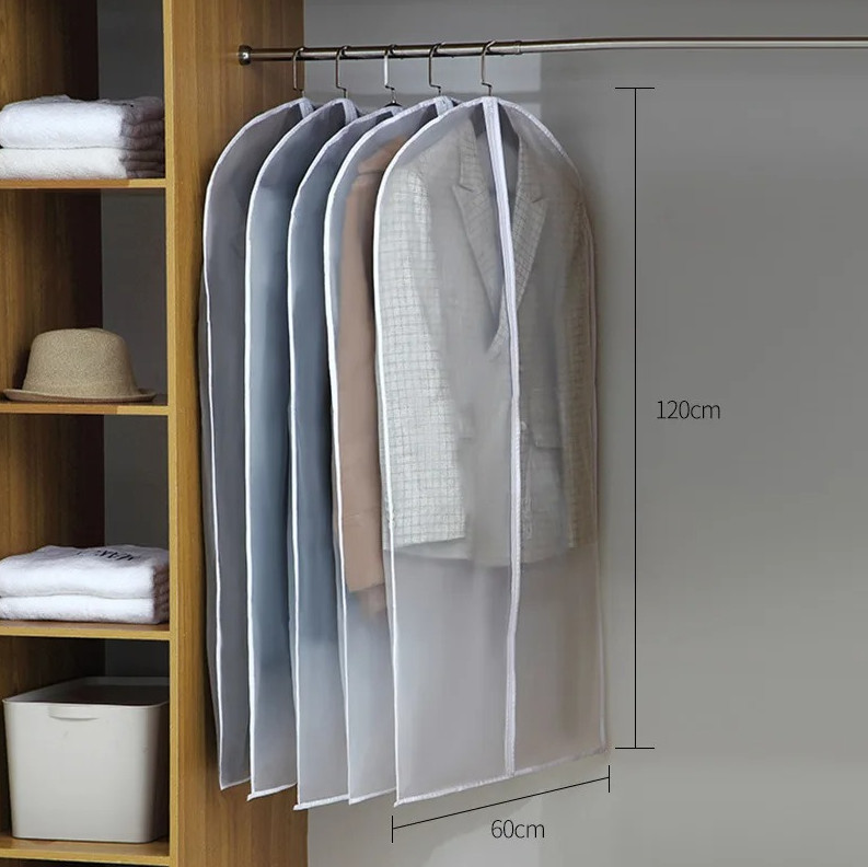 3 pcs Transparent Garment Dust Cover with Zipper for Dresses Suits Coats Storage