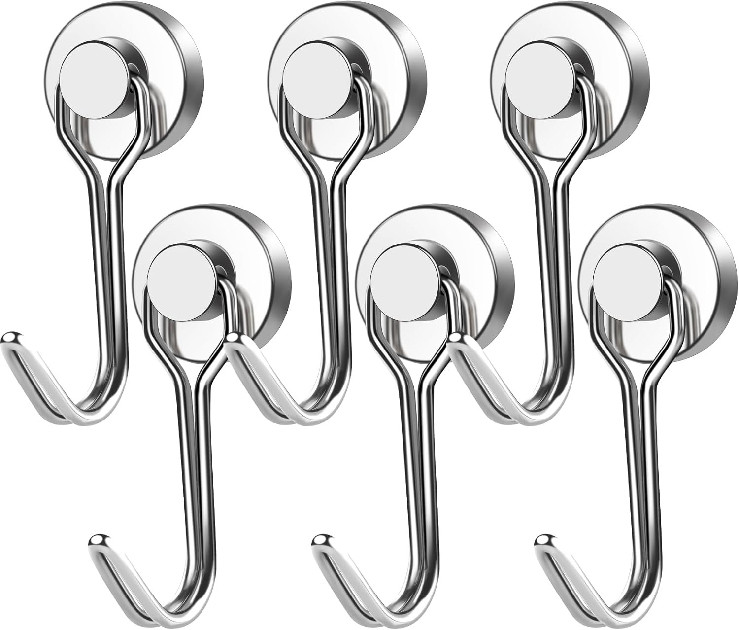 Swivel Swing Magnetic Hook New Upgraded, 30Lb（6Pack） Refrigerator Magnetic Hooks