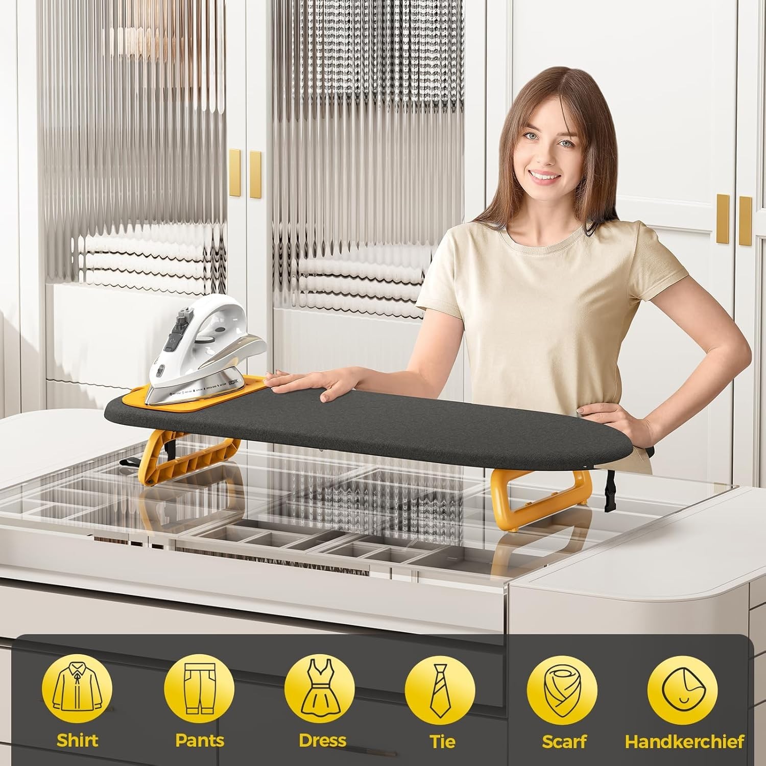 Compact & Foldable Ironing Board with Heat-Resistant Mat – Space-Saving Solution