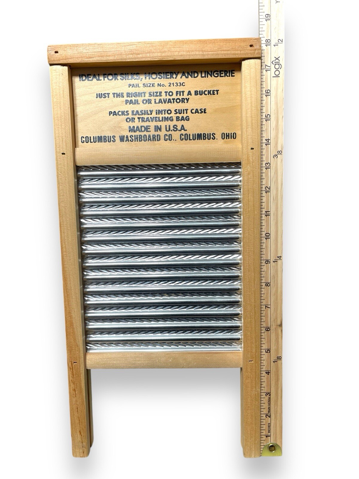Columbus Washboard Co Pail Size 2133C 8.5x18in MADE USA Silks Hosiery Lingerie