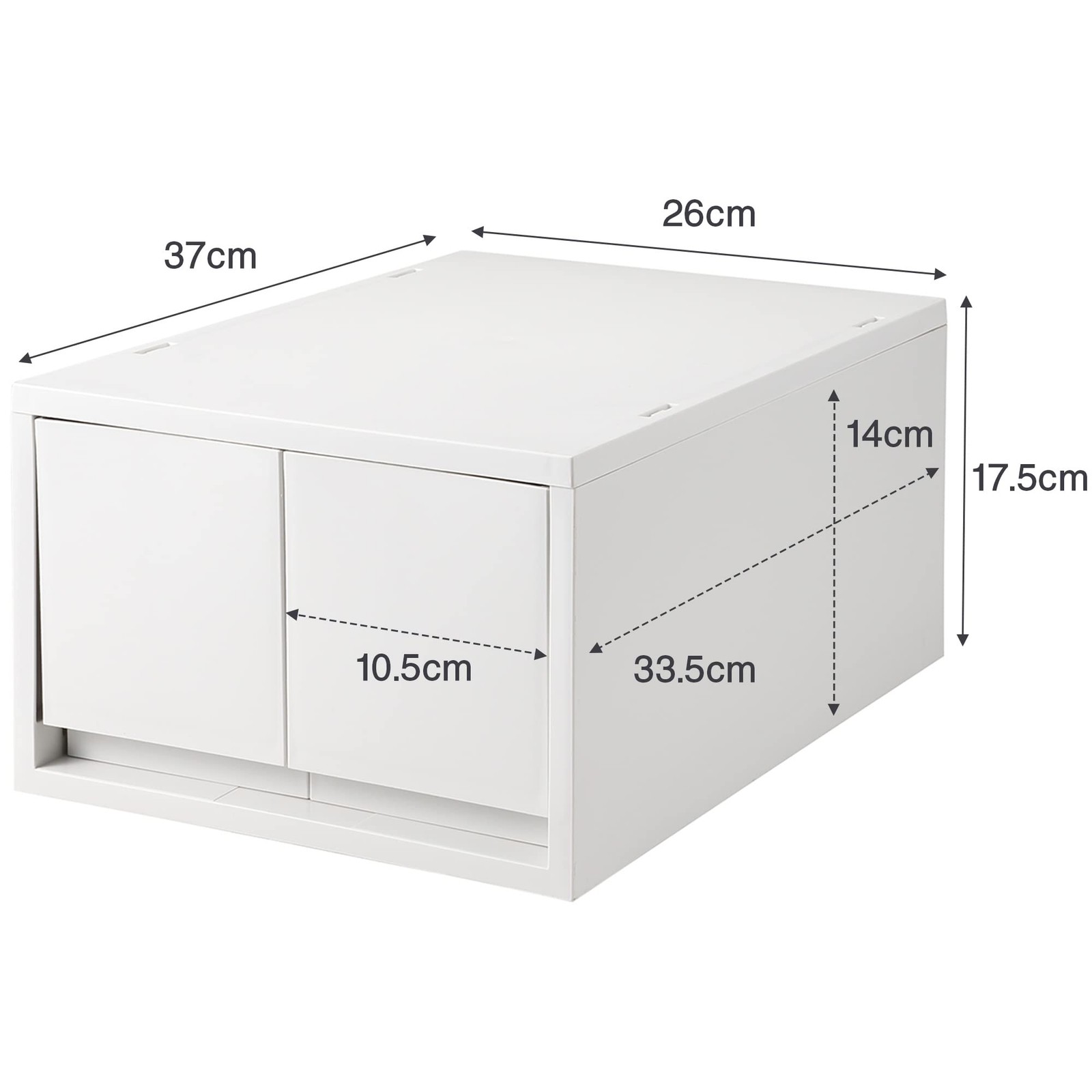 MUJI Polypropylene Case, Drawer Type, 2 Deep Type (with Dividers), White Gray