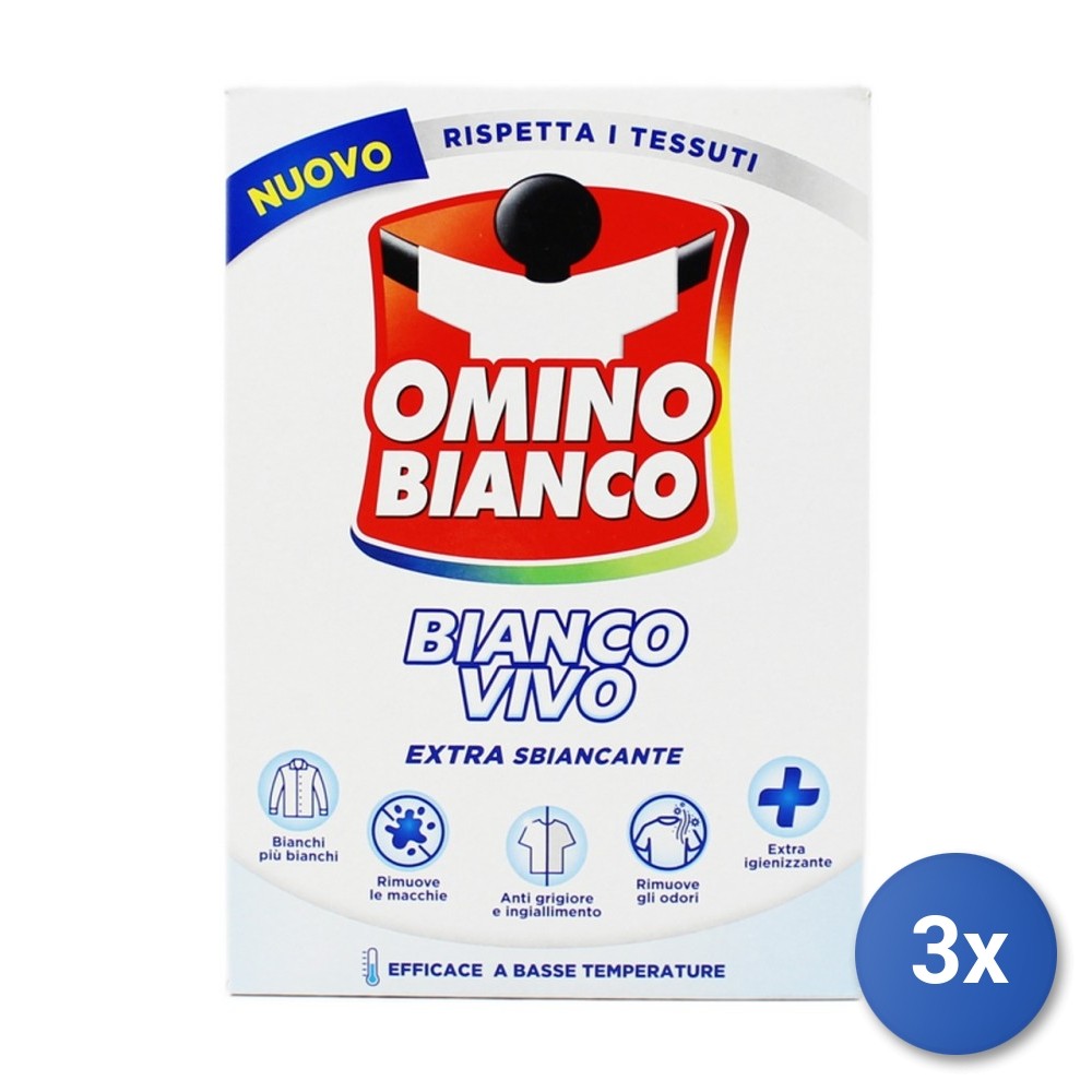 3X Omino Bianco Vivo Stain Remover 500 Grams Extra Whitener Made In Italy