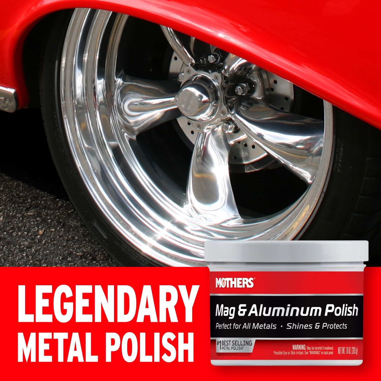Mothers Mag & Aluminum Polish, 10 oz – Legendary Shine for Restoring Metal