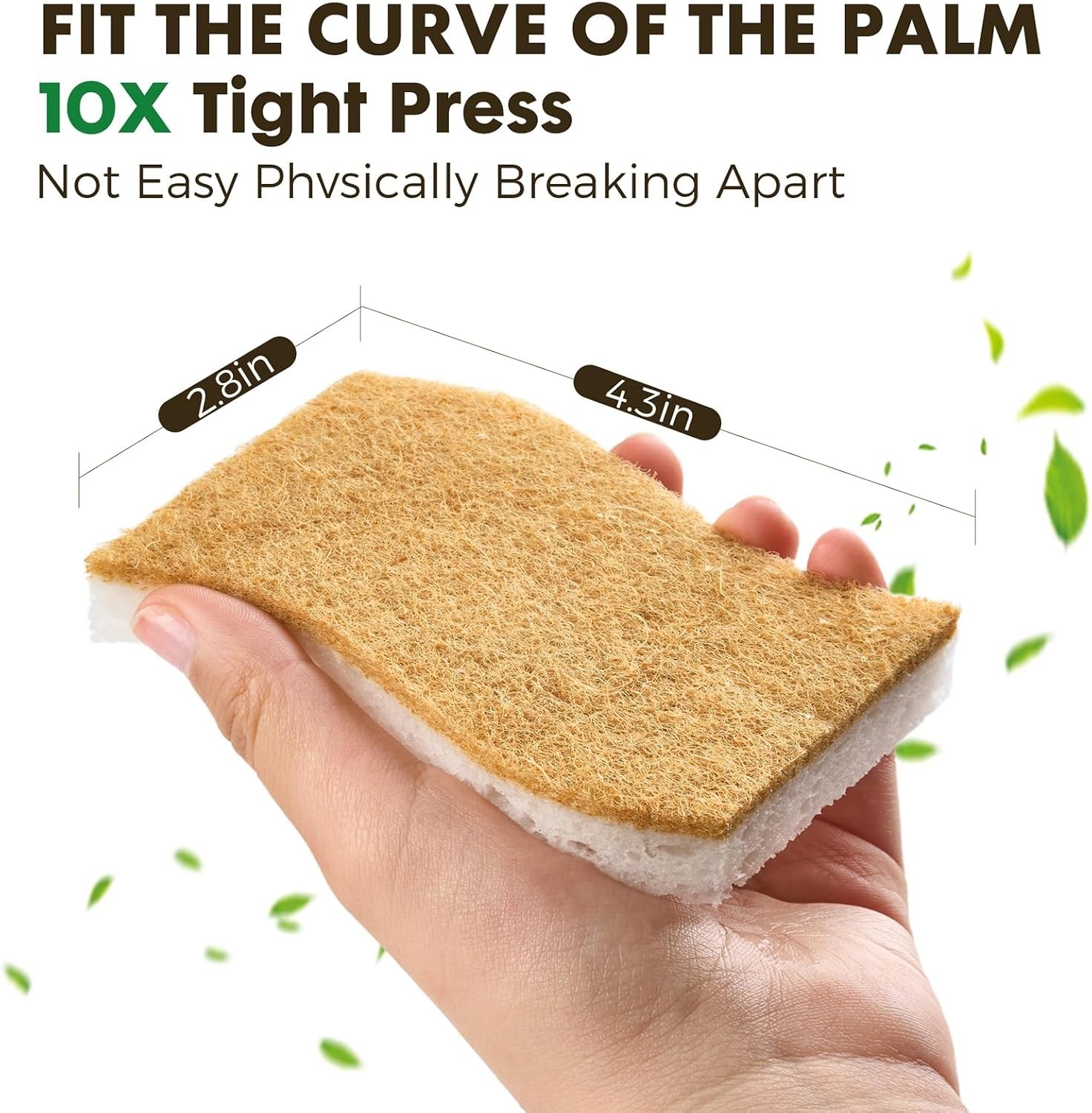 12 Pack Natural Biodegradable Kitchen Non Scratch Sponges,Compostable Plant B…