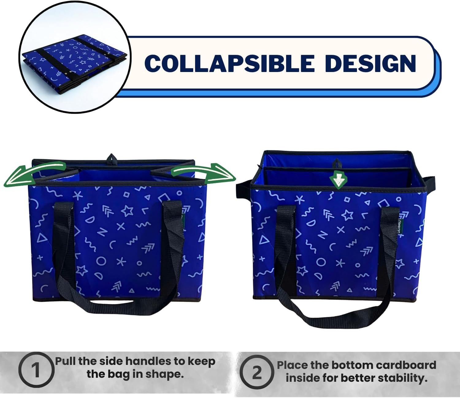 Reusable Grocery Bags (3 Pack) – Heavy Duty Foldable Tote Bags with Long Handles