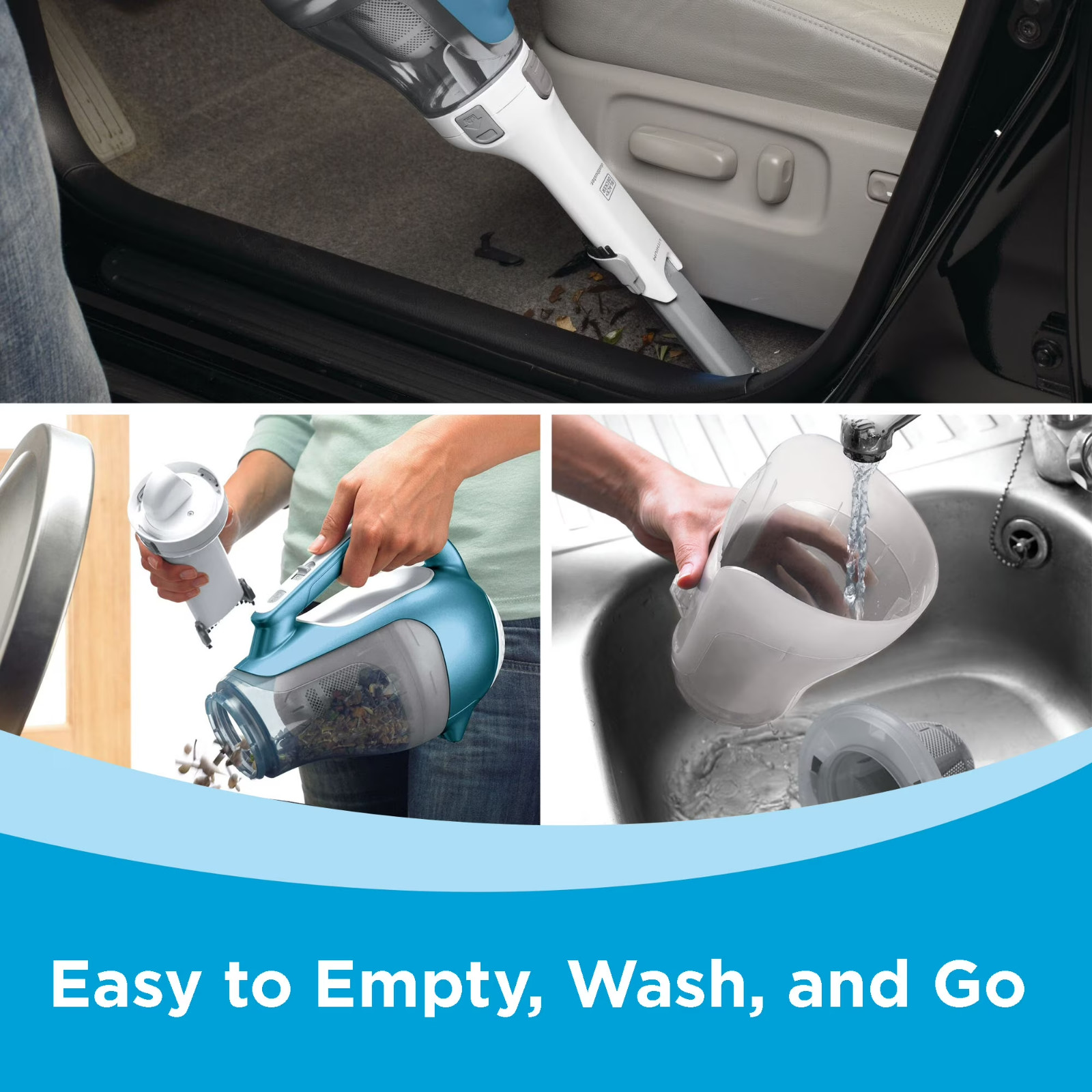 Black+Decker dustbuster AdvancedClean Cordless Hand Vacuum White and Blue