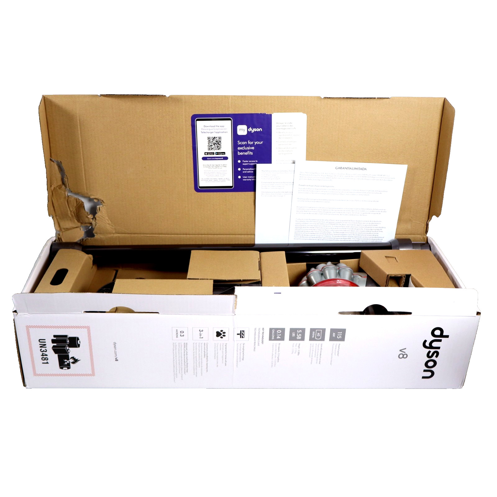 Dyson V8 Plus Cordless Vacuum, Cleans Hard Floors and Carpets, Detangle NEW OPEN