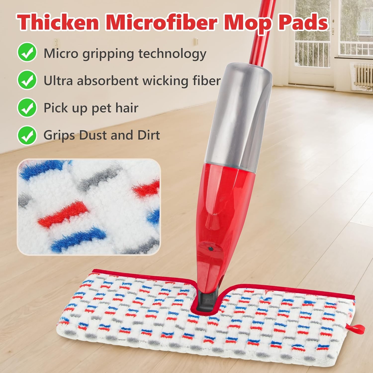 Microfiber Mop Pads 3 Pack Compatible O-Cedar Promist MAX Spray Mop