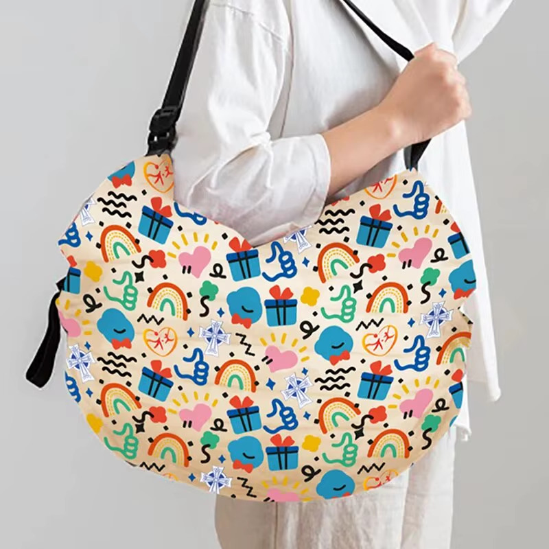 1Pc Foldable Shopping Bag Eco-Friendly Waterproof Portable Storage Bag Large Cap