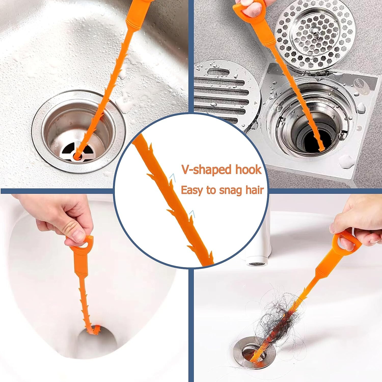 8 Pack 25inch Drain Snake Clog Remover, Drain Hair Remover, Sink Snake Drain …