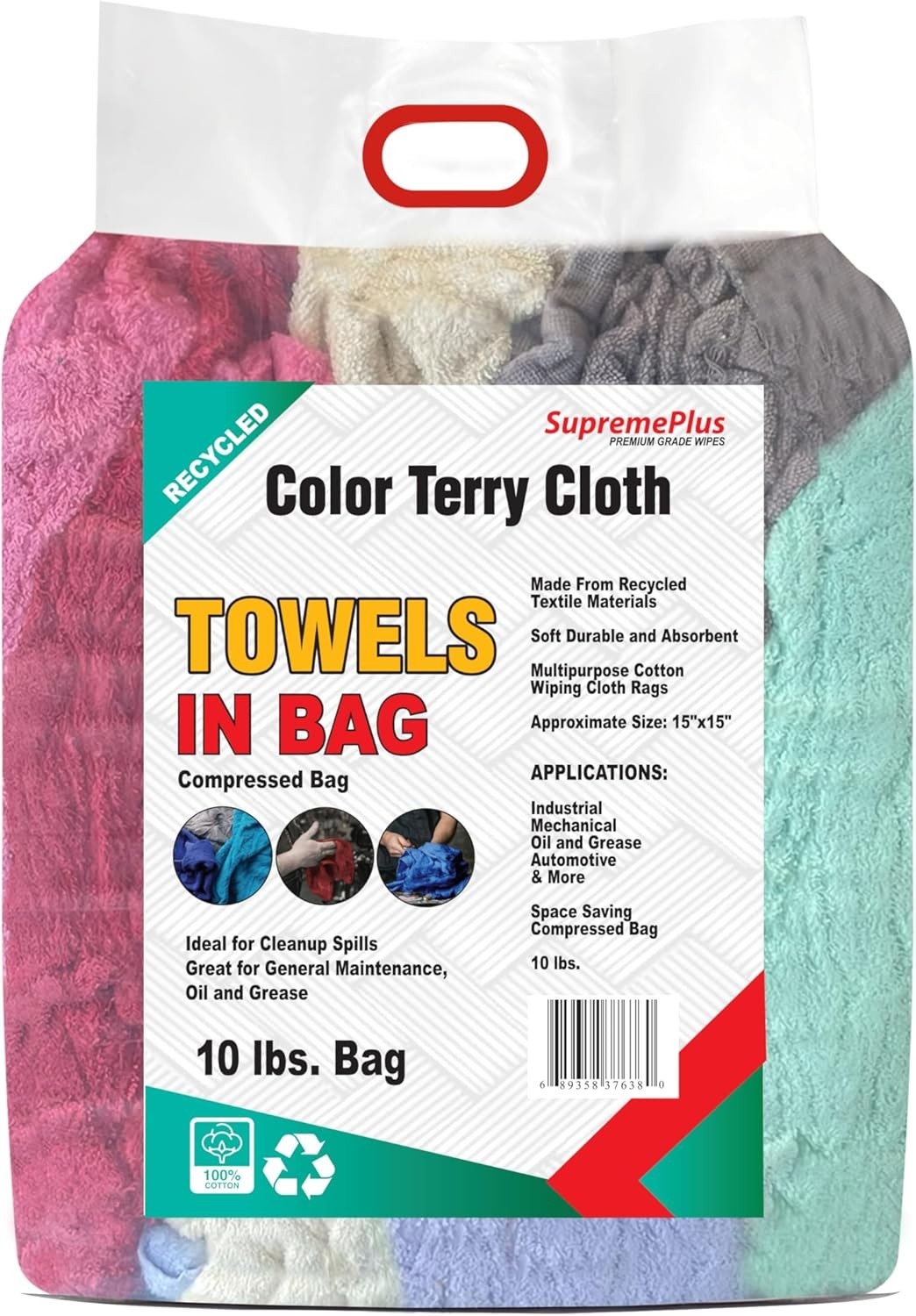 10 lbs Super Absorbent Cotton Terry Rags – Versatile Cleaning Towels in Bulk