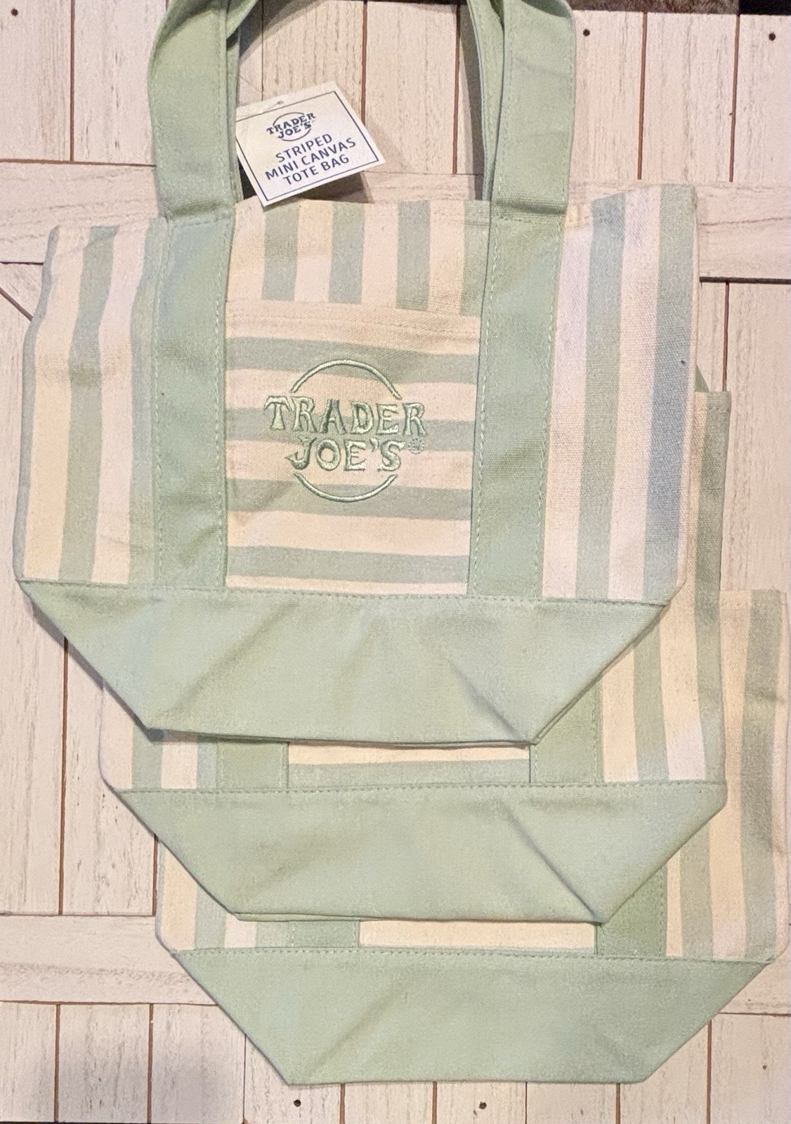Trader Joe’s Striped Mini Canvas Tote Bag Cotton/Polyester 13x10x6 Multicolor