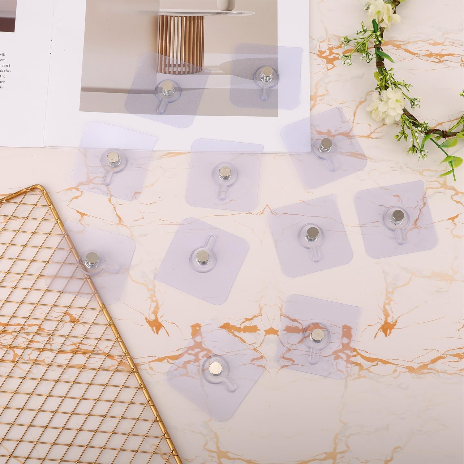 20pcs Picture Hangers Without Nails, Waterproof Damage Adhesive Wall Hanger No
