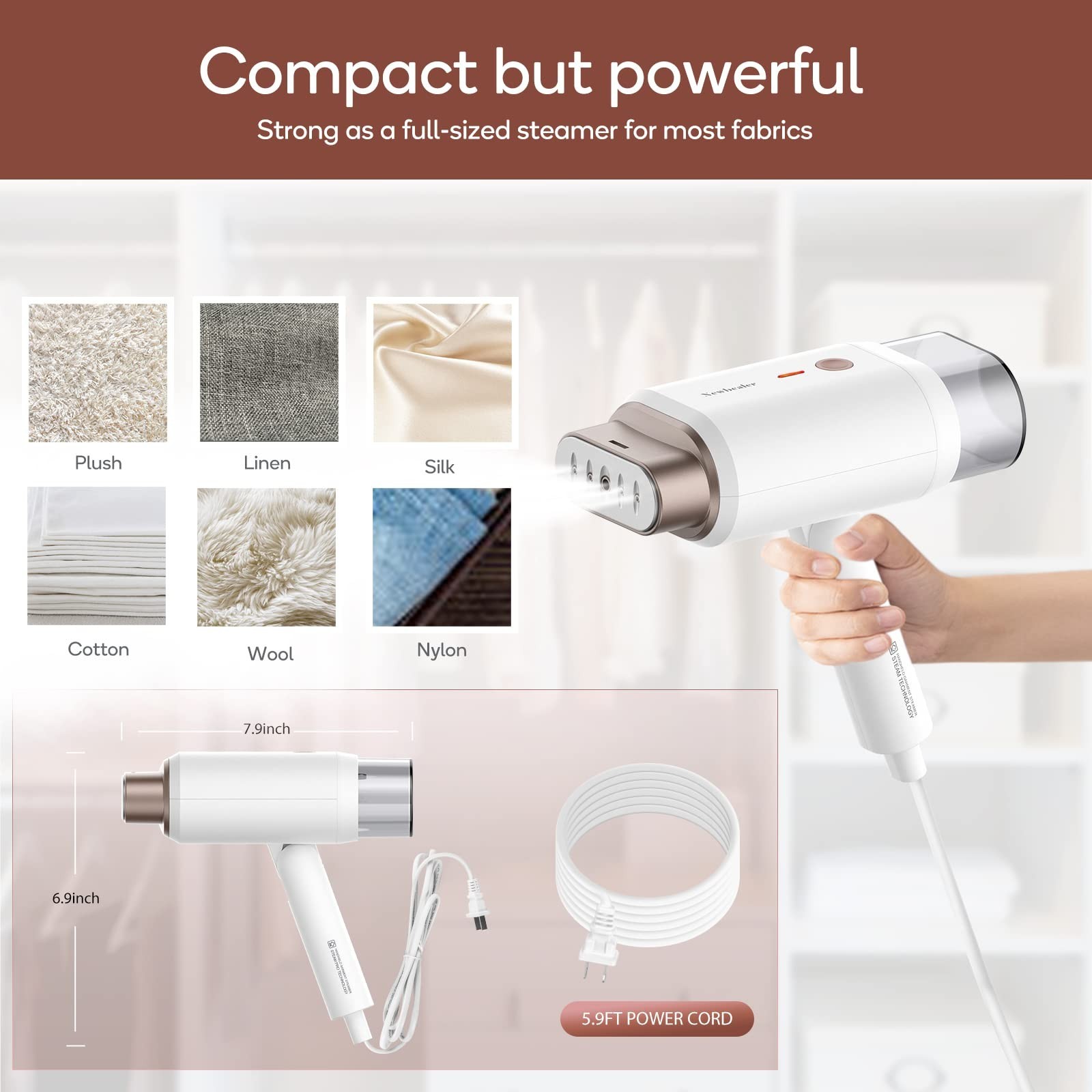 Newbealer Steamer for Clothes, 1200W Travel Steamer with Horizontal & Vertical
