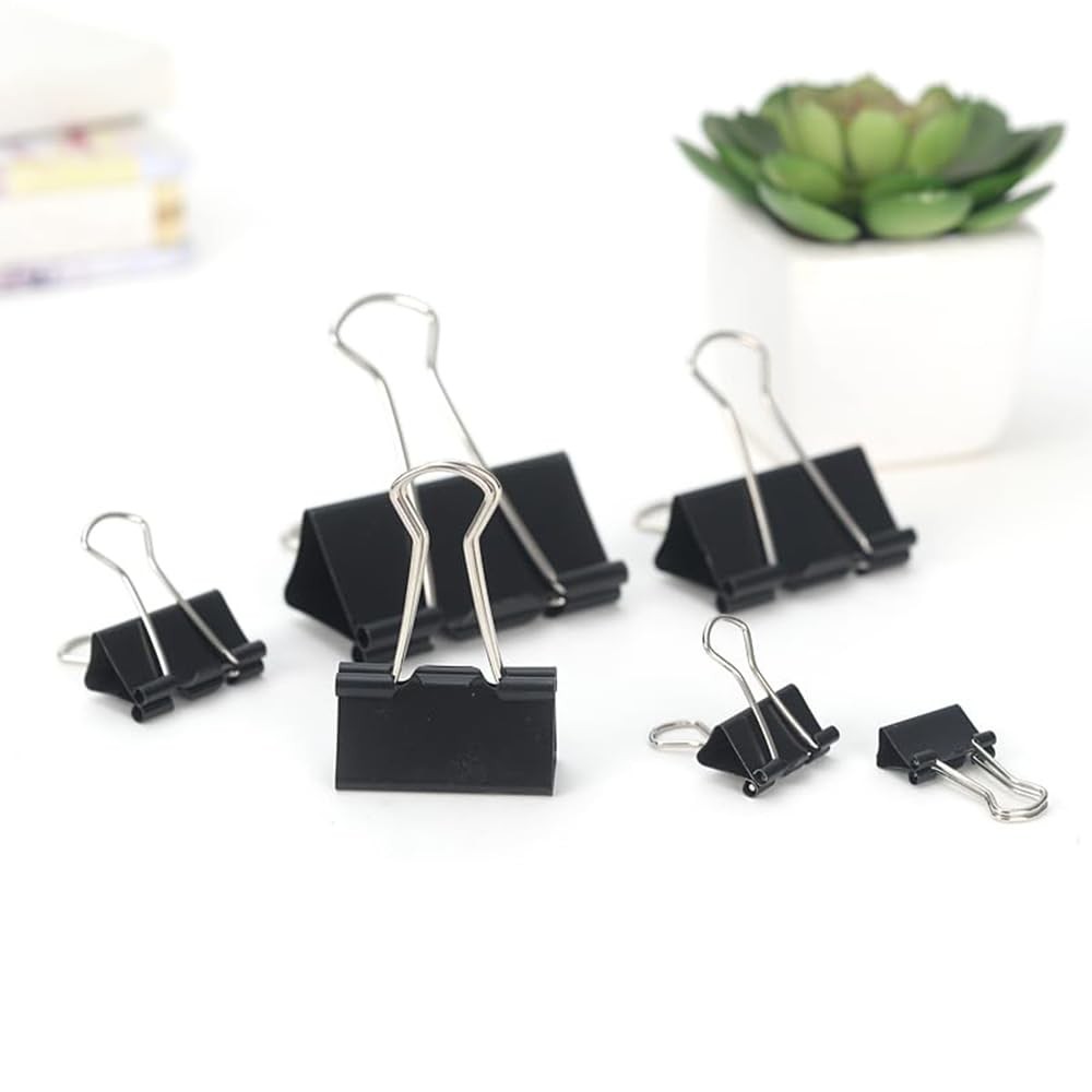 Binder Clips 100 Pack 0.75inch, 19mm Mini Black Office Paper Small,